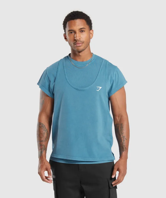 Gymshark Washed Double Layer T-Shirt - Terrace Blue sold by Gymshark