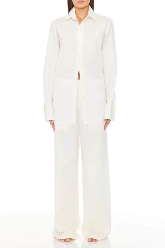 Poplin Lounge Pant White sold by Eterne
