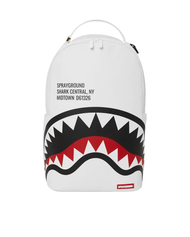 SHARK CENTRAL (WHT) BACKPACK (DLXV) sold by Sprayground