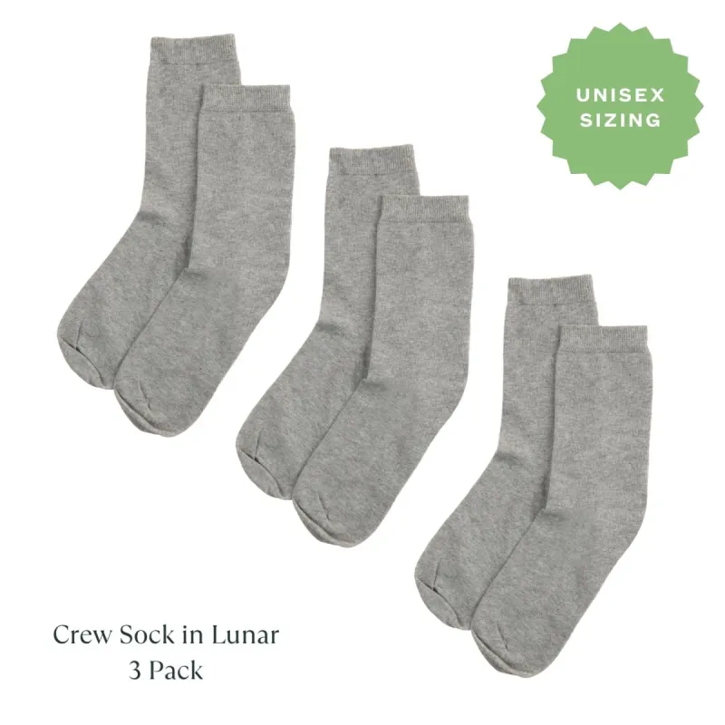 Organic Cotton Crew Sock in Lunar 3-Pack sold by Knickey