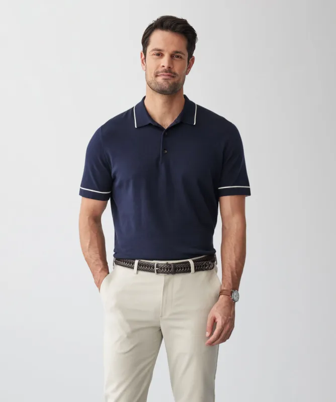 Tipped Knit Polo - Navy sold by GAZMAN