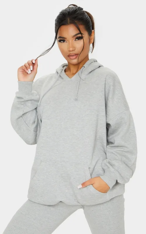 Grey Oversized Pocket Front Drawstring Hoodie sold by Pretty Little Thing
