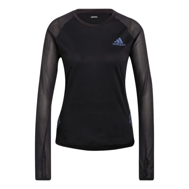 (WMNS) adidas Parley Adizero Long Sleeve Running T-Shirt Asia Sizing 'Black' H57746 sold by KicksCrew
