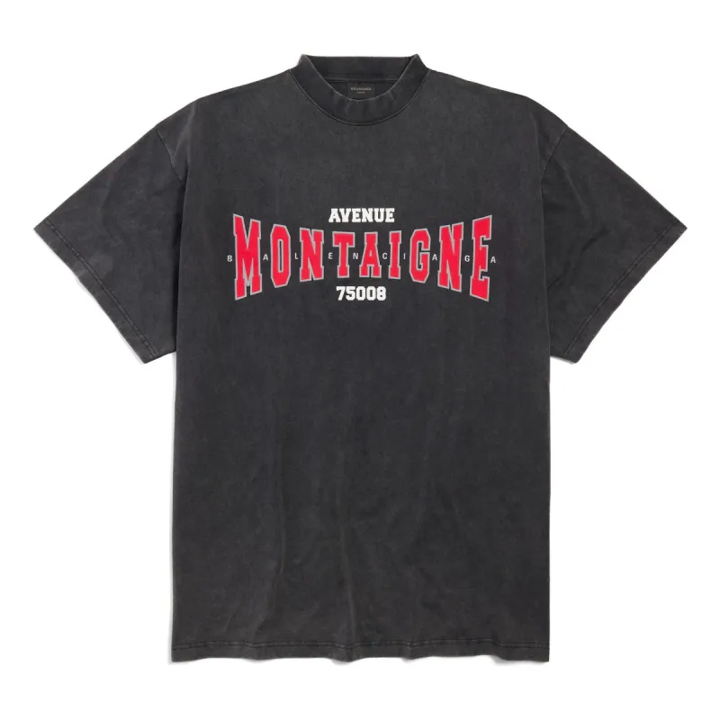 WMNS) Balenciaga Montaigne T-shirt Oversized 'Black Faded