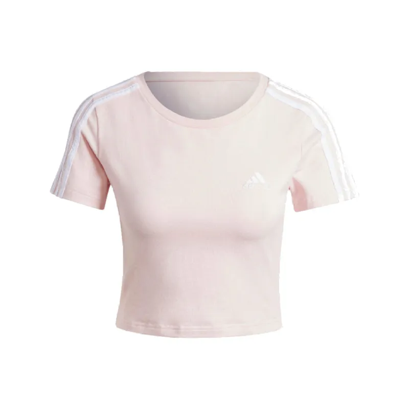 (WMNS) adidas Essentials 3-Stripes T-Shirt Asia Sizing 'Pink' IY4269 sold by KicksCrew