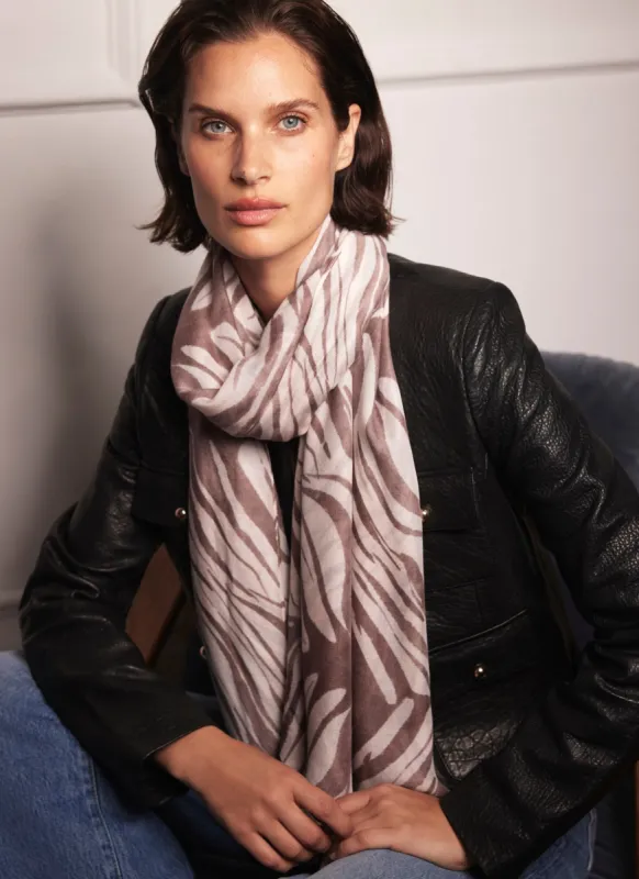 Brown Zebra Print Lightweight Scarf sold by Mint Velvet