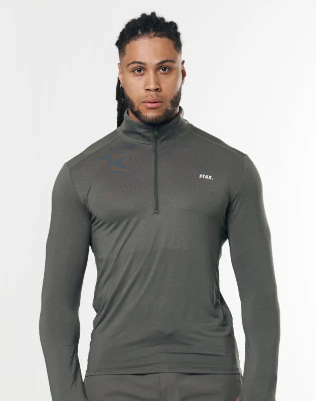 Mens Sport 1/4 Zip Long Sleeve - Grey sold by Stax