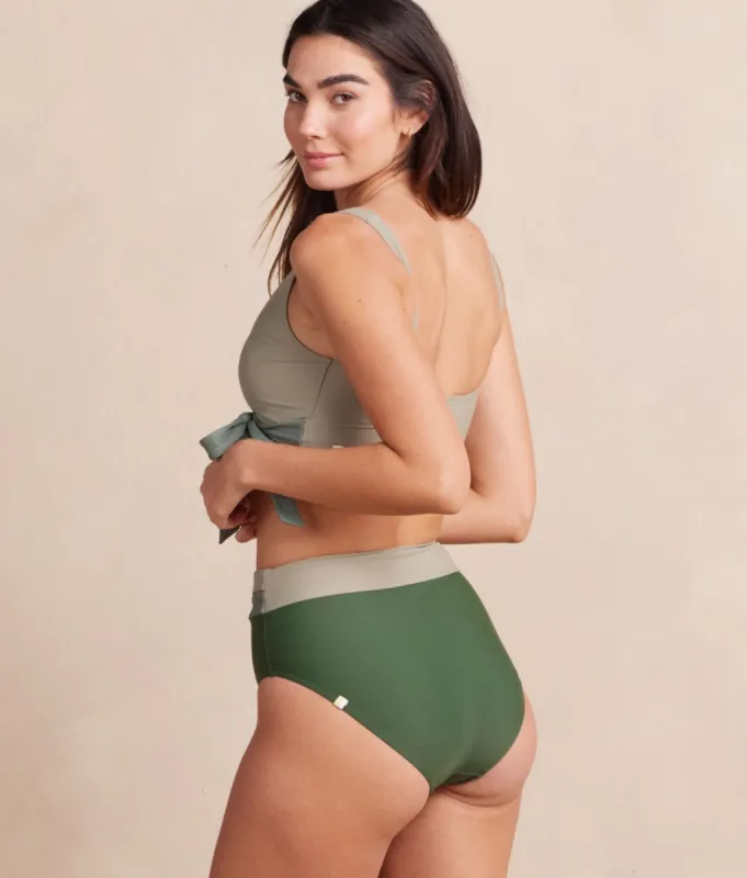 The Wrap High Leg High Rise Bikini Bottom - Olive & Palm & Pebble sold by Summersalt