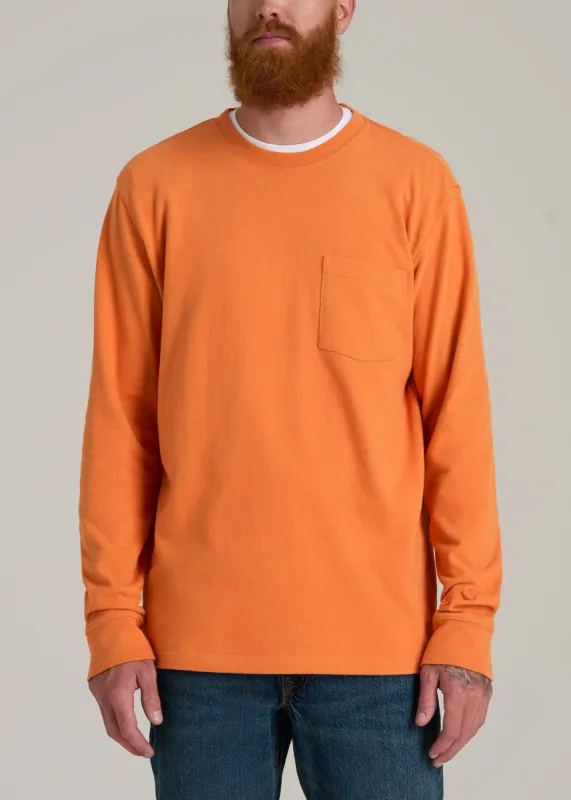 LJ&S Long Sleeve Workwear Pocket Tall Men's Tee in Marmalade sold by American Tall