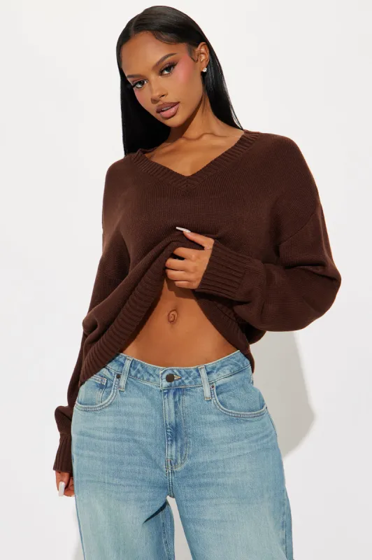 My Favorite Oversized Sweater - Chocolate sold by Fashion Nova