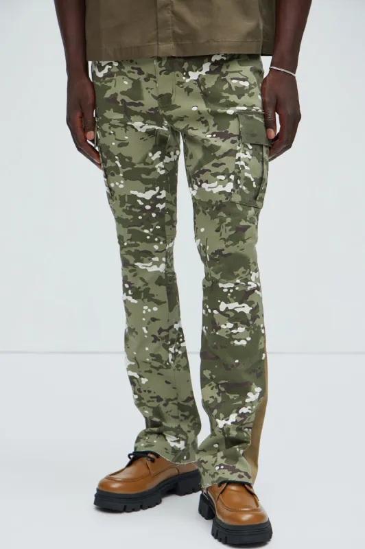 All Over Print Stacked Twill Flare Pant - Camouflage sold by Fashion Nova