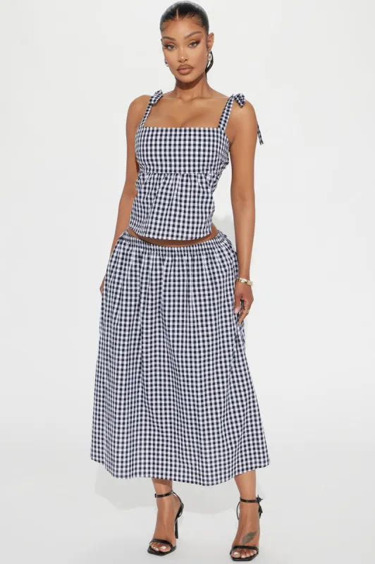 Matilda Gingham Midi Skirt - Black/White sold by Fashion Nova