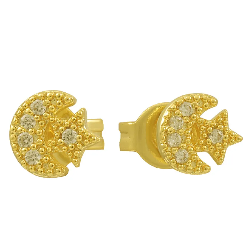 Star And Crescent Earrings sold by Evry Jewels