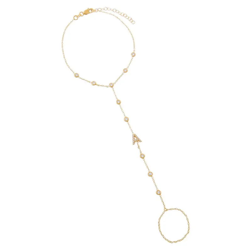 Multi CZ Embedded Pave Initial Hand Chain sold by Adina Eden's
