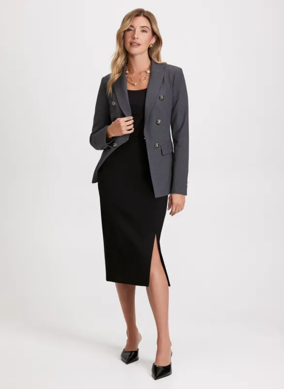 Rosette Detail Blazer & Front Slit Pencil Skirt sold by Laura