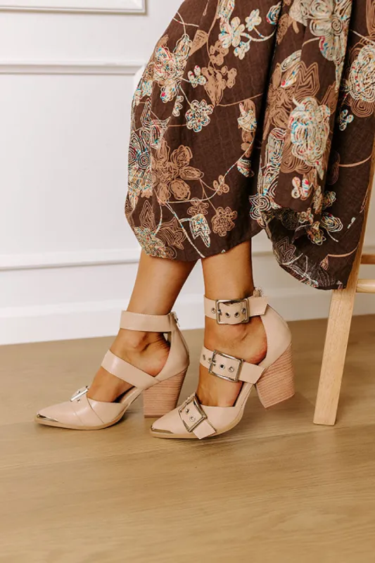The Charlotte Faux Leather Heel in Iced Latte sold by Impressions
