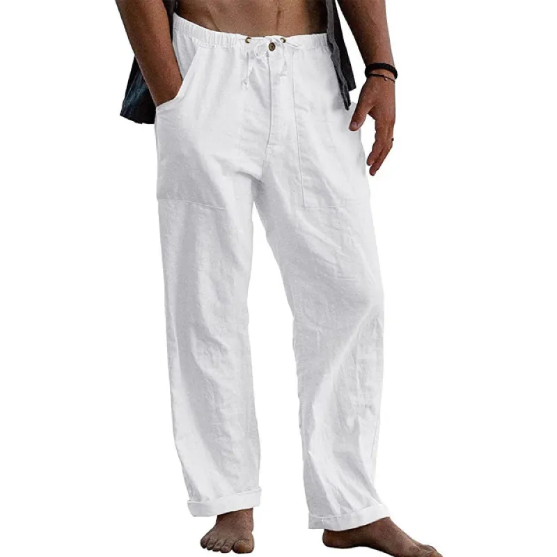 Men's Casual Solid Color Cotton Linen Pants 10162865Y sold by Manly