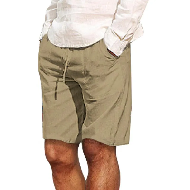 Men's Casual Solid Color Cotton And Linen Shorts 04767550Y sold by Manly