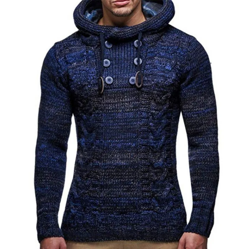 Men's Slim Turtleneck Hooded Pullover Sweater 96655035M sold by Manly