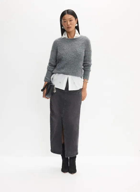 Metallic Detail Sweater & Denim Skirt sold by Melanie Lyne