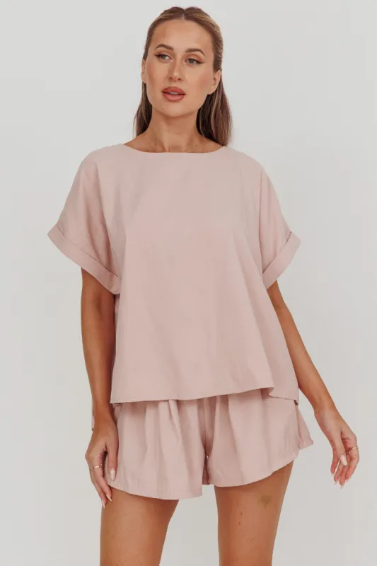 Yuna Pleat Back Boxy Tee Blush sold by Selfie Leslie