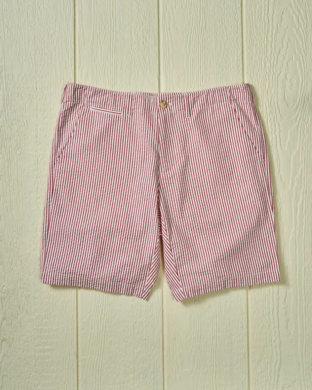 Camden Short in Red Seersucker sold by Quaker Marine Supply