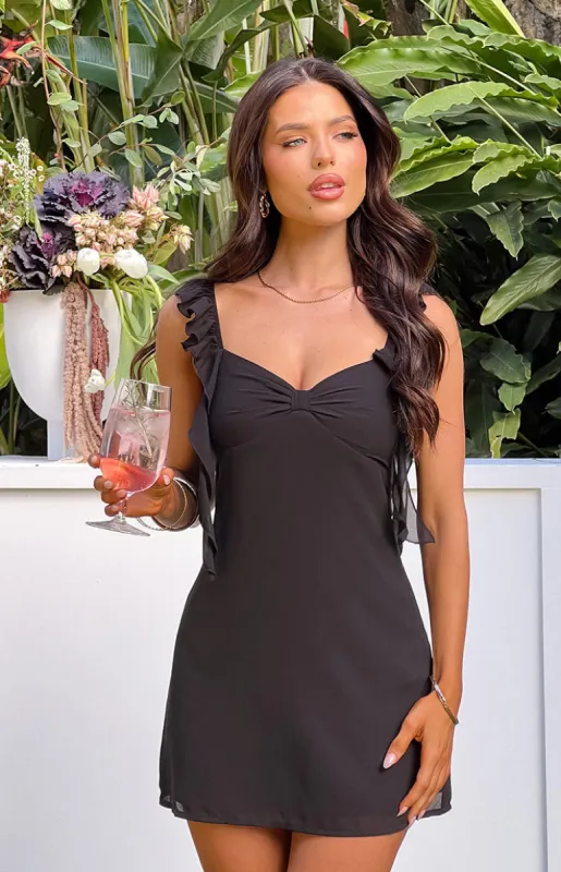 Joyce Black Mini Dress sold by Beginning Boutique