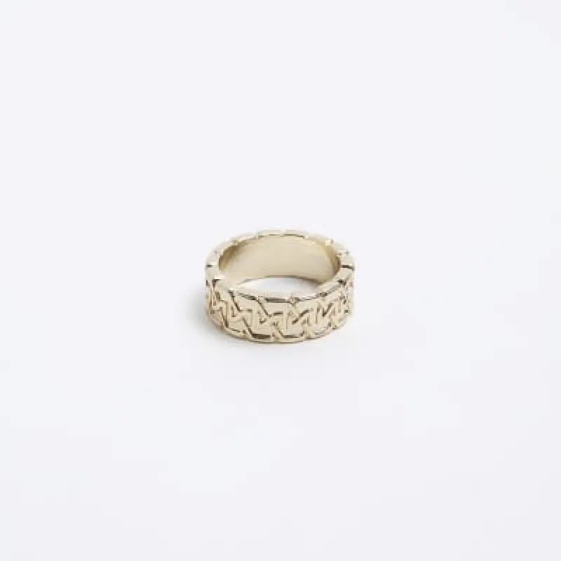 Gold colour textured ring sold by River Island