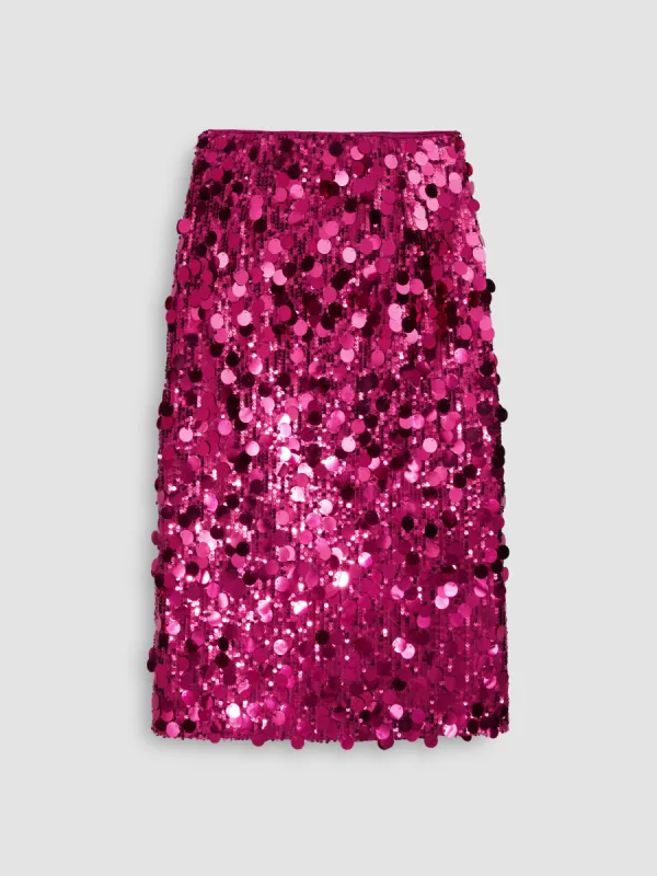 Sequin Mid Waist Split Midi Skirt sold by Cider