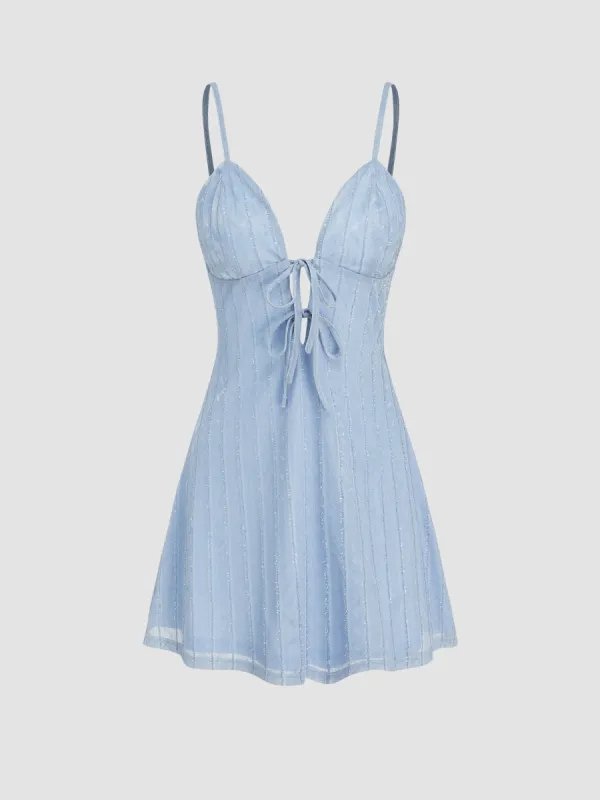 V-neck Solid Knotted Backless Mini Dress sold by Cider