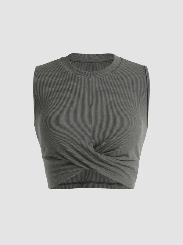 Solid Crewneck Crop Tank Top sold by Cider