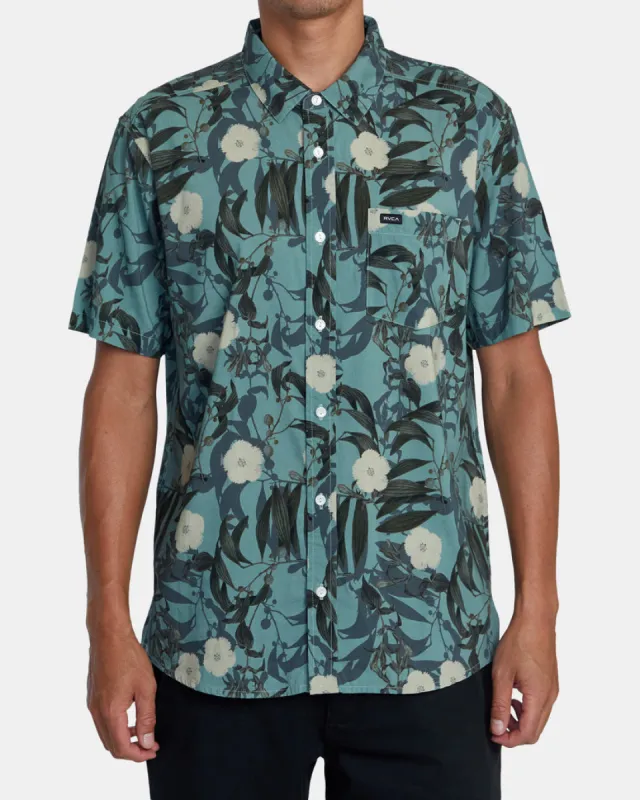 RVCA BOTANICAL SHORT SLEEVE WOVEN SHIRT - GREEN TEA sold by Sun Diego Boardshops