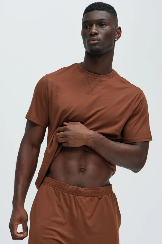 Essential Lounge Short Sleeve Tee - Brown sold by Fashion Nova
