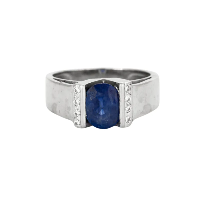 Bague jonc or gris saphir et diamants sold by 58 Facettes