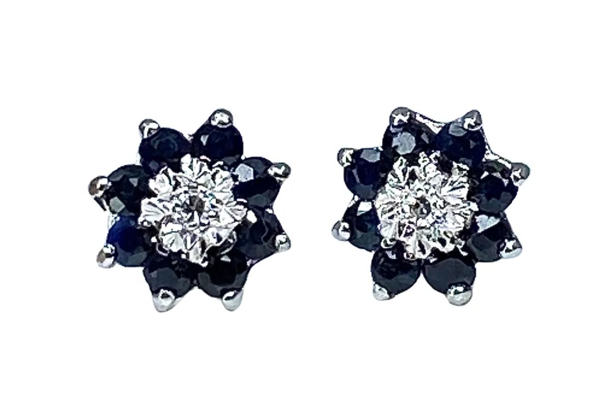 Boucles d’oreilles or blanc saphirs et diamants sold by 58 Facettes