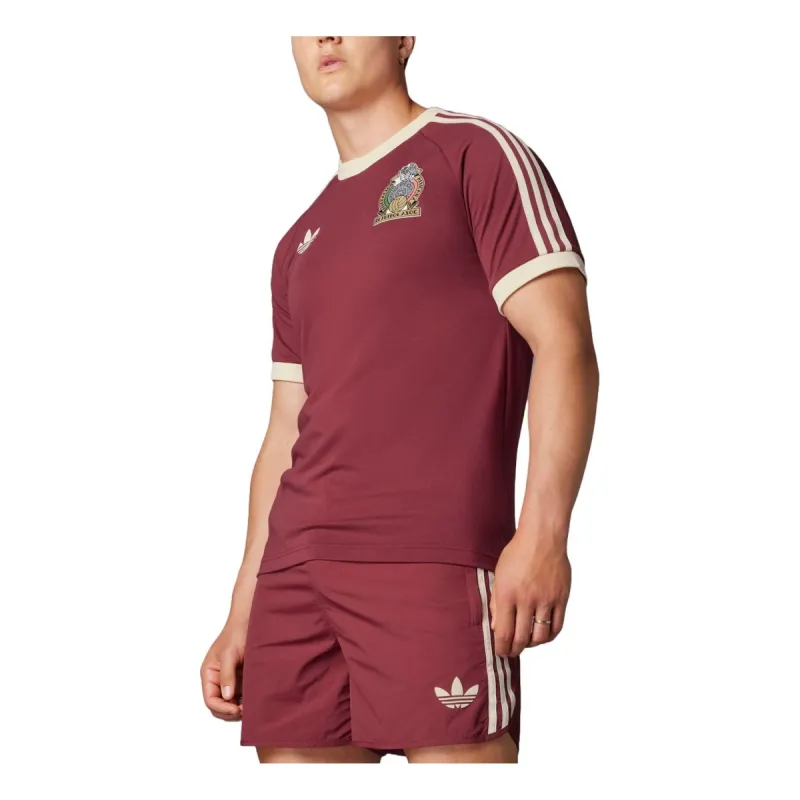 adidas Mexico Adicolor 3-Stripes Football T-Shirt 'Burgundy' IU2177 sold by KicksCrew