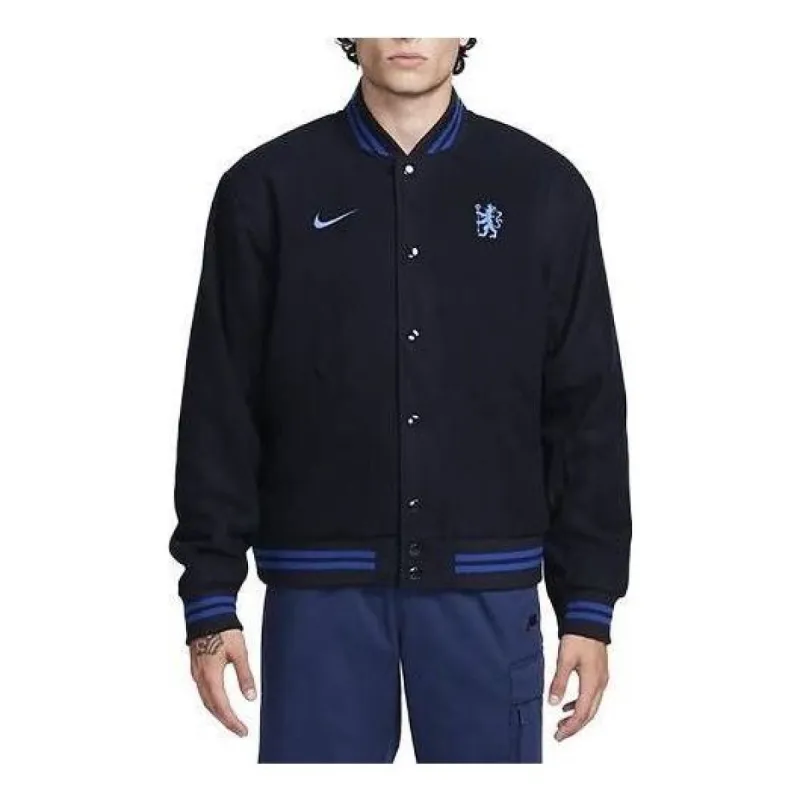 Nike Chelsea FC Football Varsity Jacket 'Black' FB2132-426 sold by KicksCrew