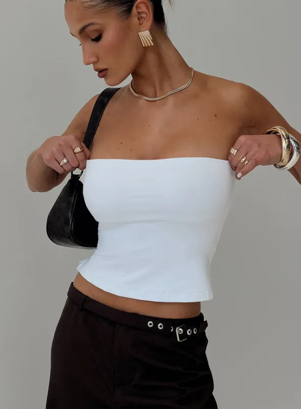 Aurorah Strapless Top White sold by Princess Polly