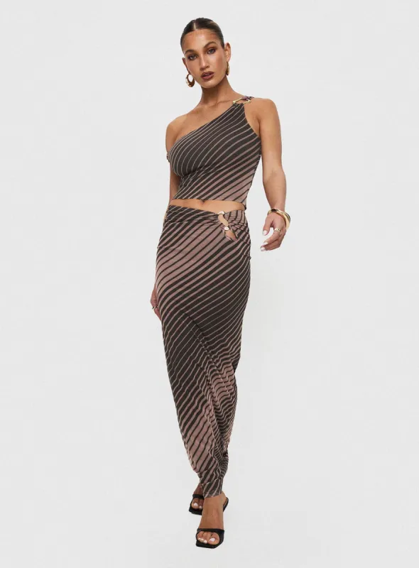 Whiley Maxi Skirt Multi Stripe sold by Princess Polly