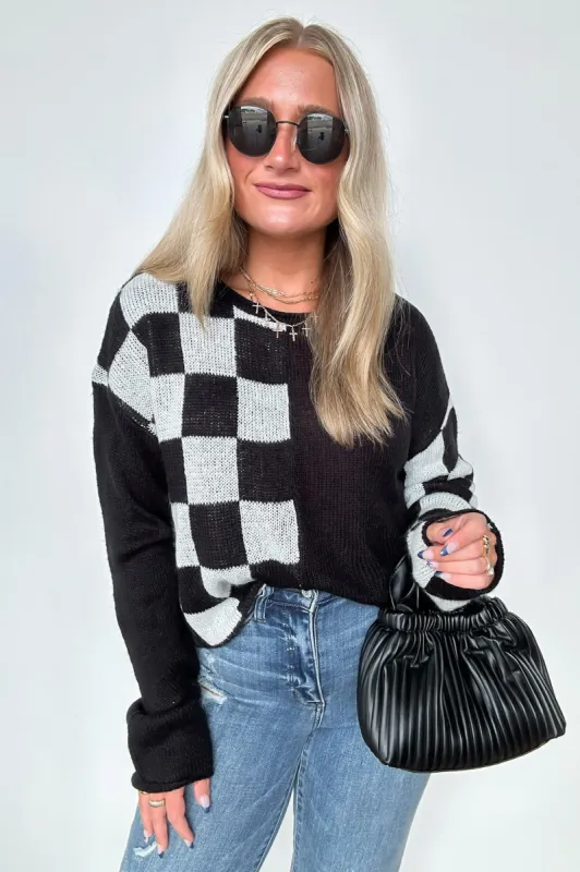 Gemma Color Block Checkered Sweater - FINAL SALE sold by Madison + Mallory