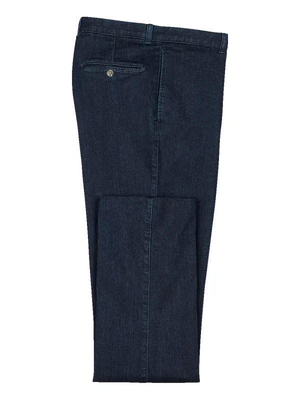 Flat Front Denim Pants - Dark Blue sold by Paul Fredrick