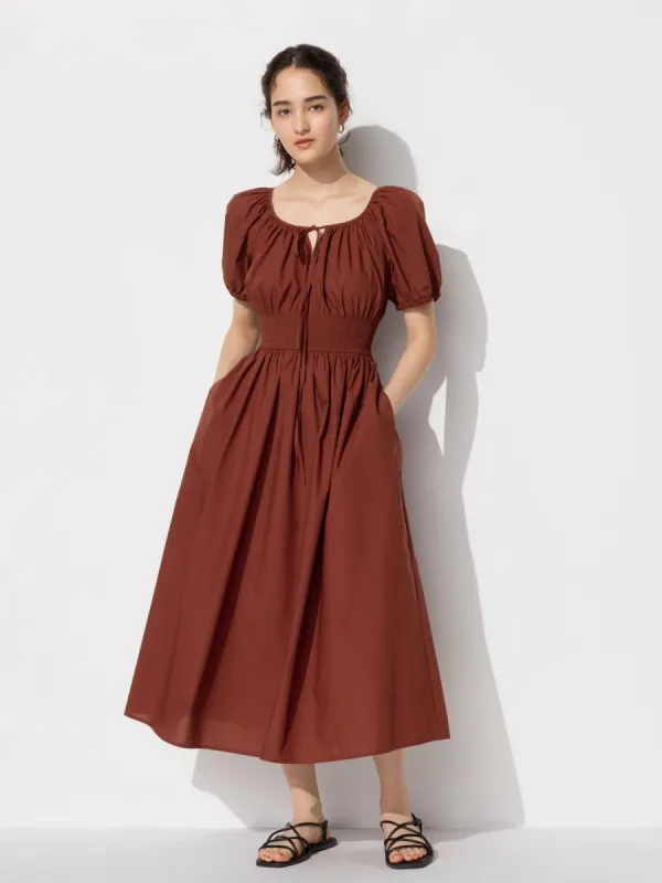 Uniqlo - Cotton Volume Sleeve Dress - Black - L sold by Uniqlo