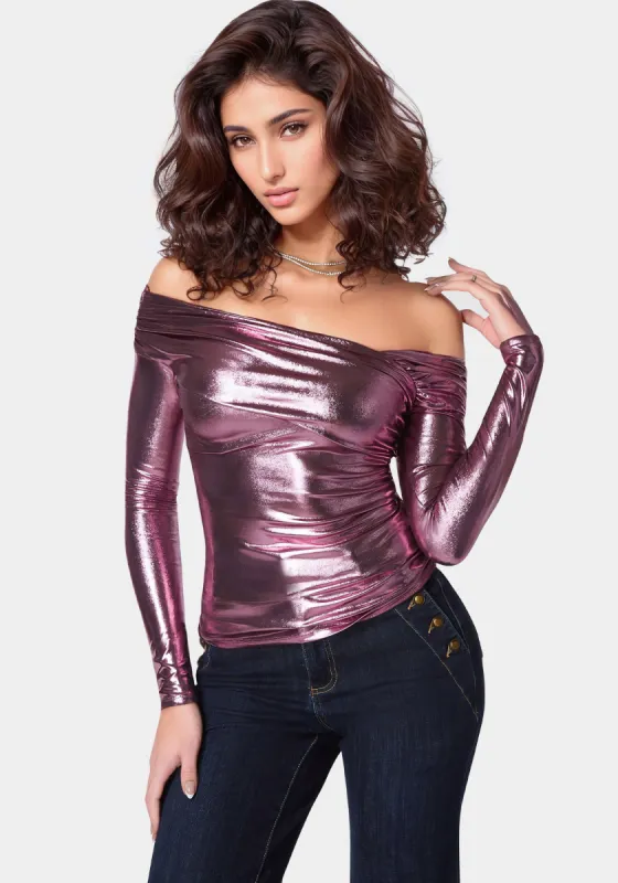 Asymmetric Draped Knit Top sold by Bebe