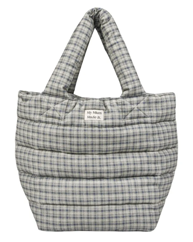 Flannel Quilted Tote Bag - Faded Blue Check sold by My Mum Made It