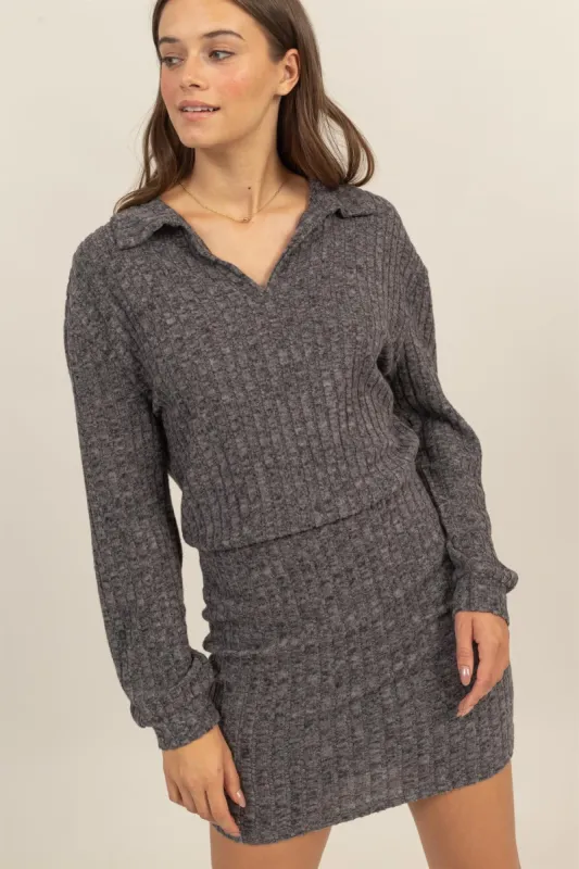 Black Brushed Ribbed Knit Dress sold by Pinkblush