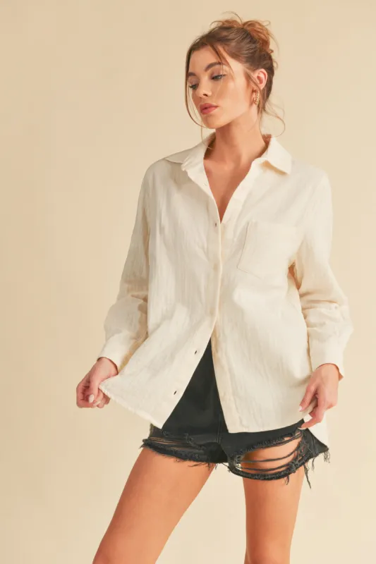 Bone Button Up Shirt sold by Pinkblush