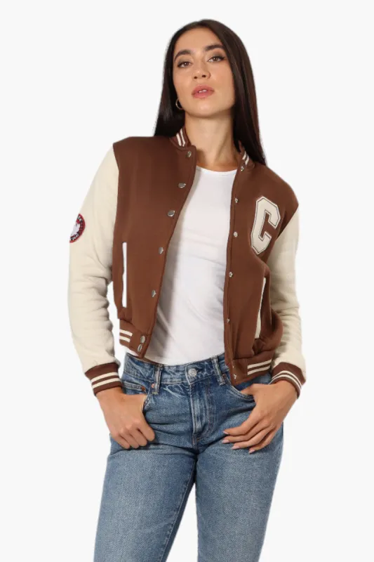 Canada Weather Gear Contrast Sleeve Varsity Lightweight Jacket - Brown sold by Fairweather