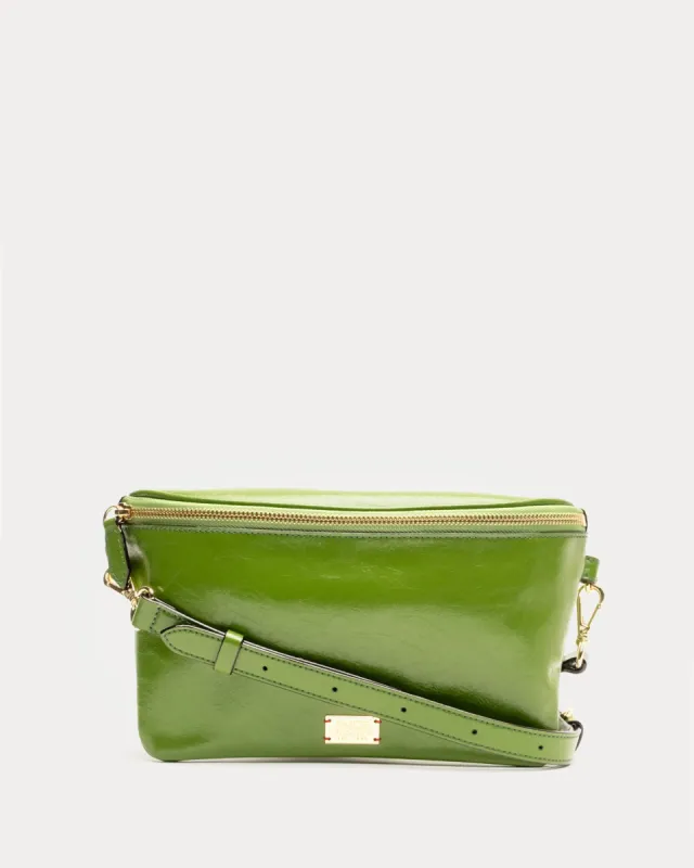 Billie Sling Bag - Crinkled Leather Green sold by Frances Valentine