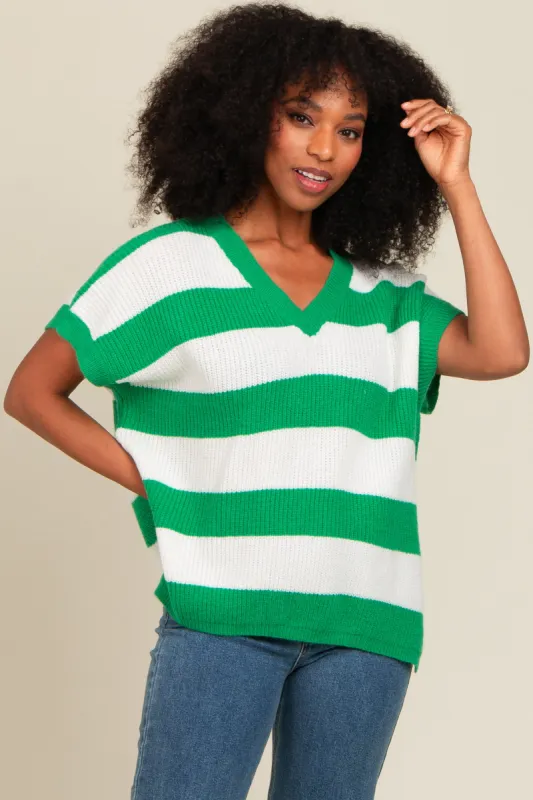 Jade Striped V-Neck Sweater Top sold by Pinkblush