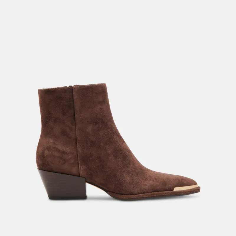 NONAH WIDE BOOTIES DK BROWN SUEDE sold by Dolce Vita